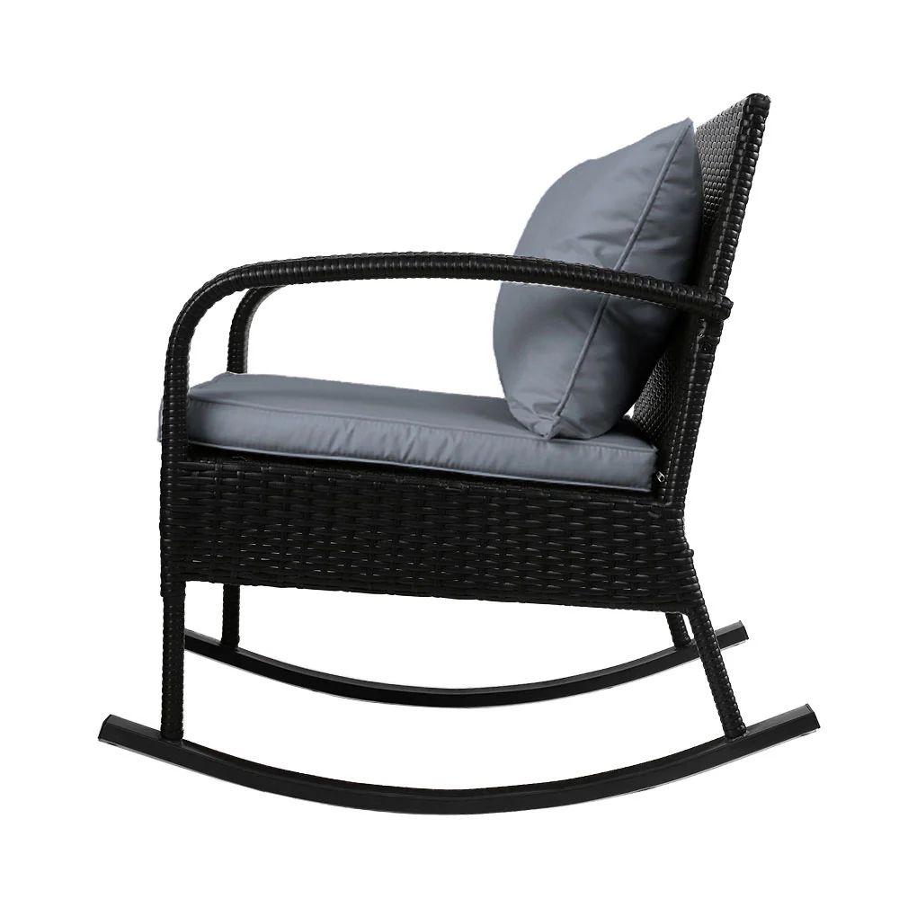 Eliza 2-Seater Rocking 3-Piece Outdoor Chair - Black - Nurns