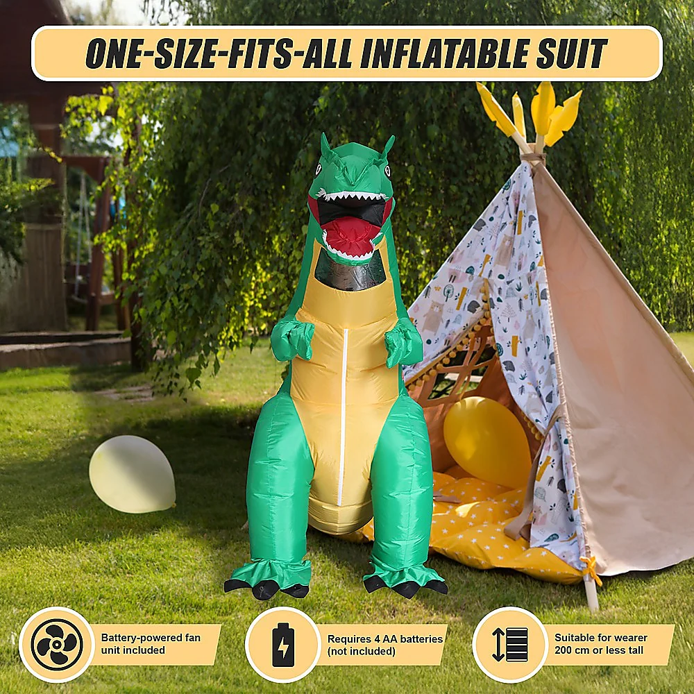 Dinosaur T-Rex Fancy Dress Fan Inflatable Costume Tyrannosaurus Suit - Nurns