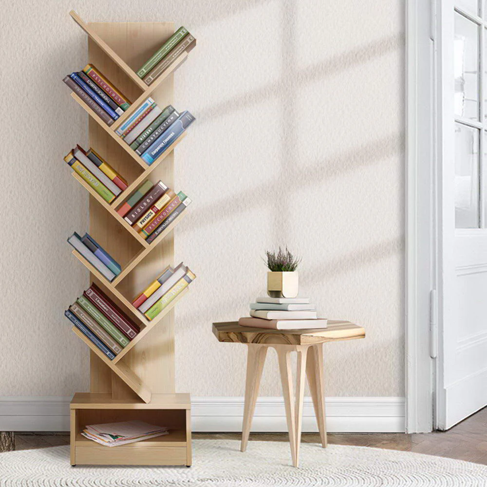 Artiss Tree Bookshelf 9 Tiers - Echo Oak - Nurns