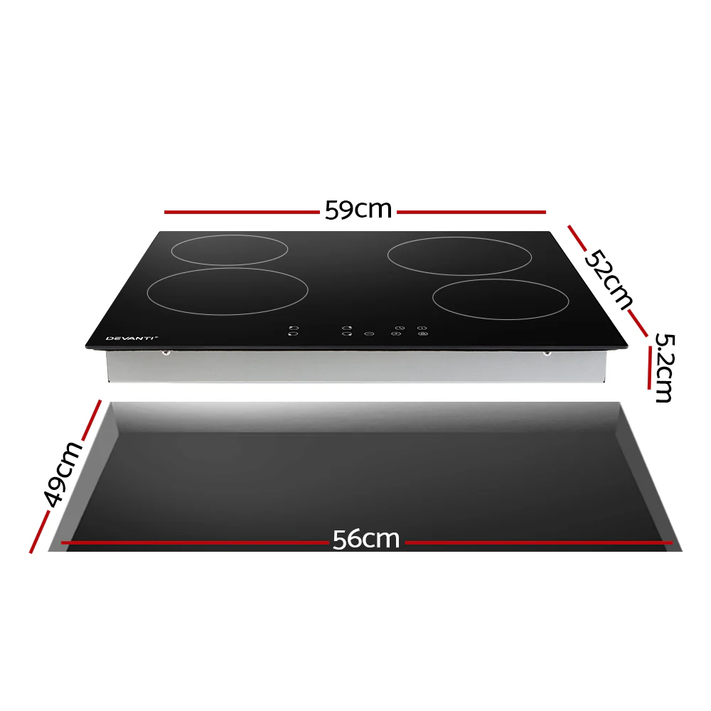 Devanti Electric Ceramic Cooktop 60cm Touch Control - Nurns