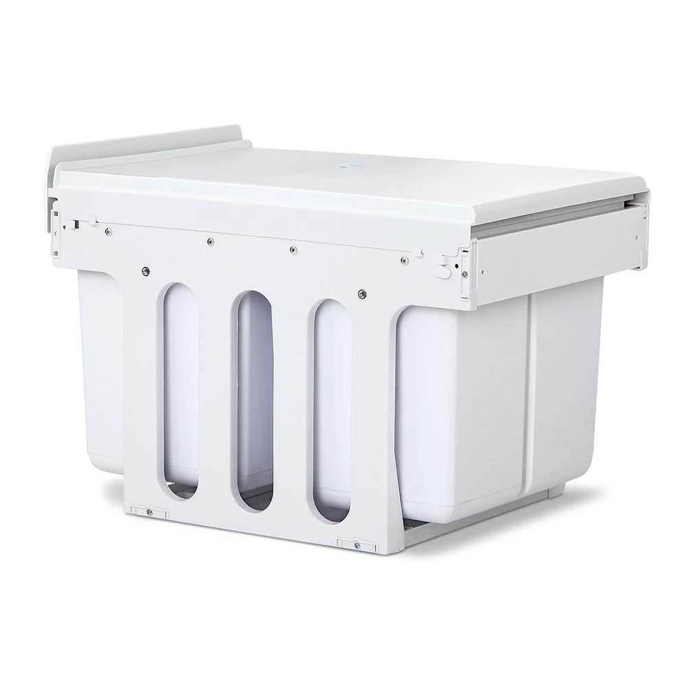 Pull Out Bin Kitchen Double Basket 2X15L White - Nurns