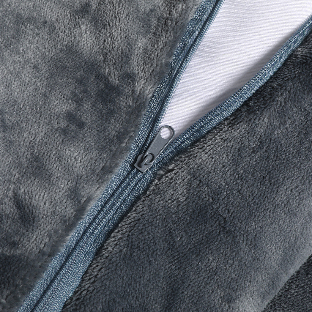 KING Luxury Flannel Quilt Cover with Pillowcase - Dark Grey - Nurns