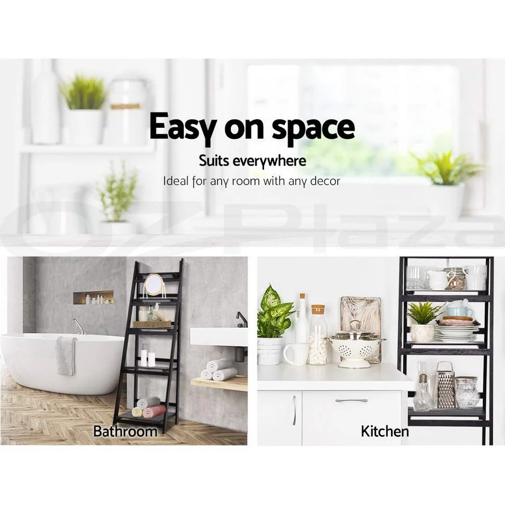 Artiss Bookshelf Corner Shelf 5 Tiers - Zane Coffee - Nurns