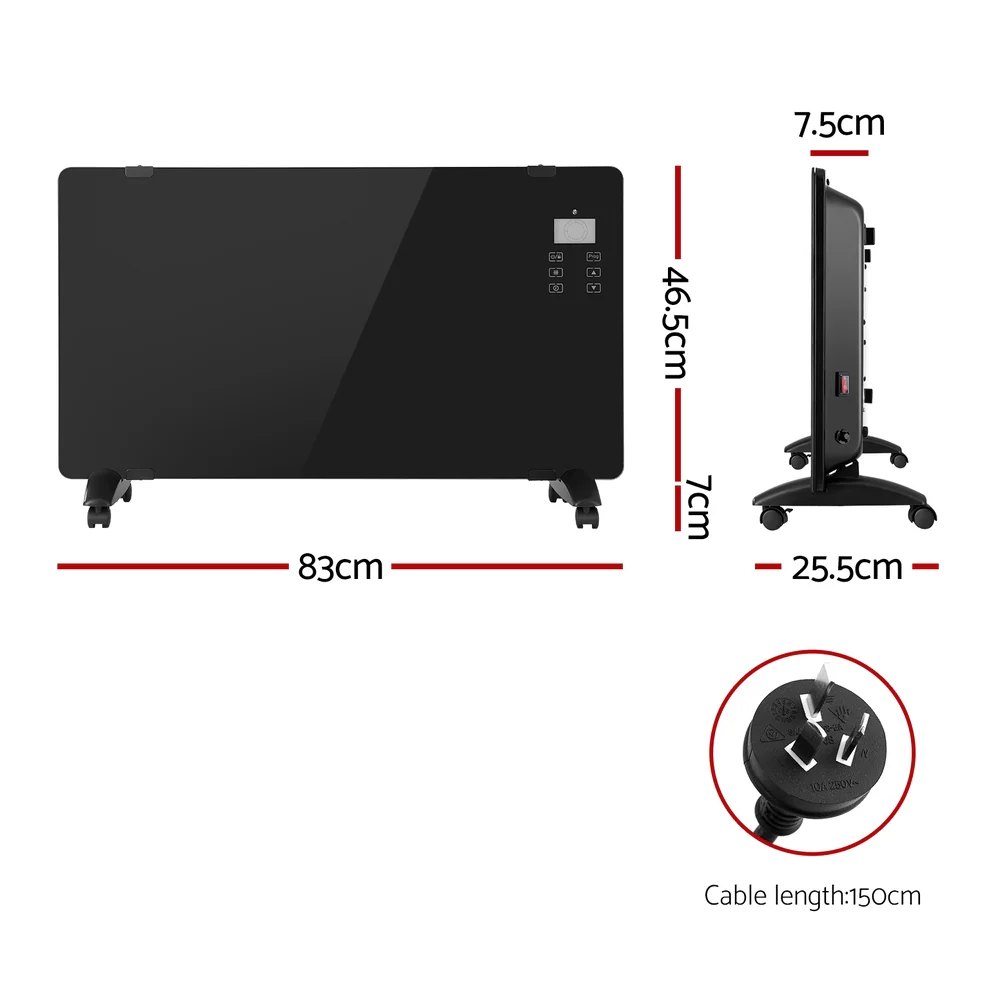 Electric Convection Heater Black 2000W - Nurns