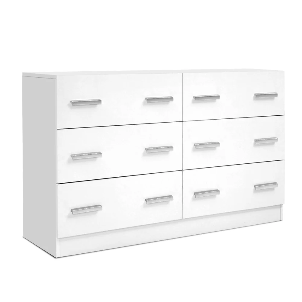 Artiss 6 Chest of Drawers - White - Nurns