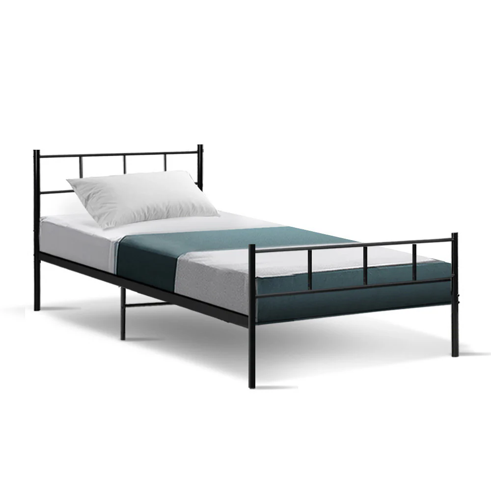 Luanda Metal Bed Frame Platform Foundation Base - Black Single - Nurns