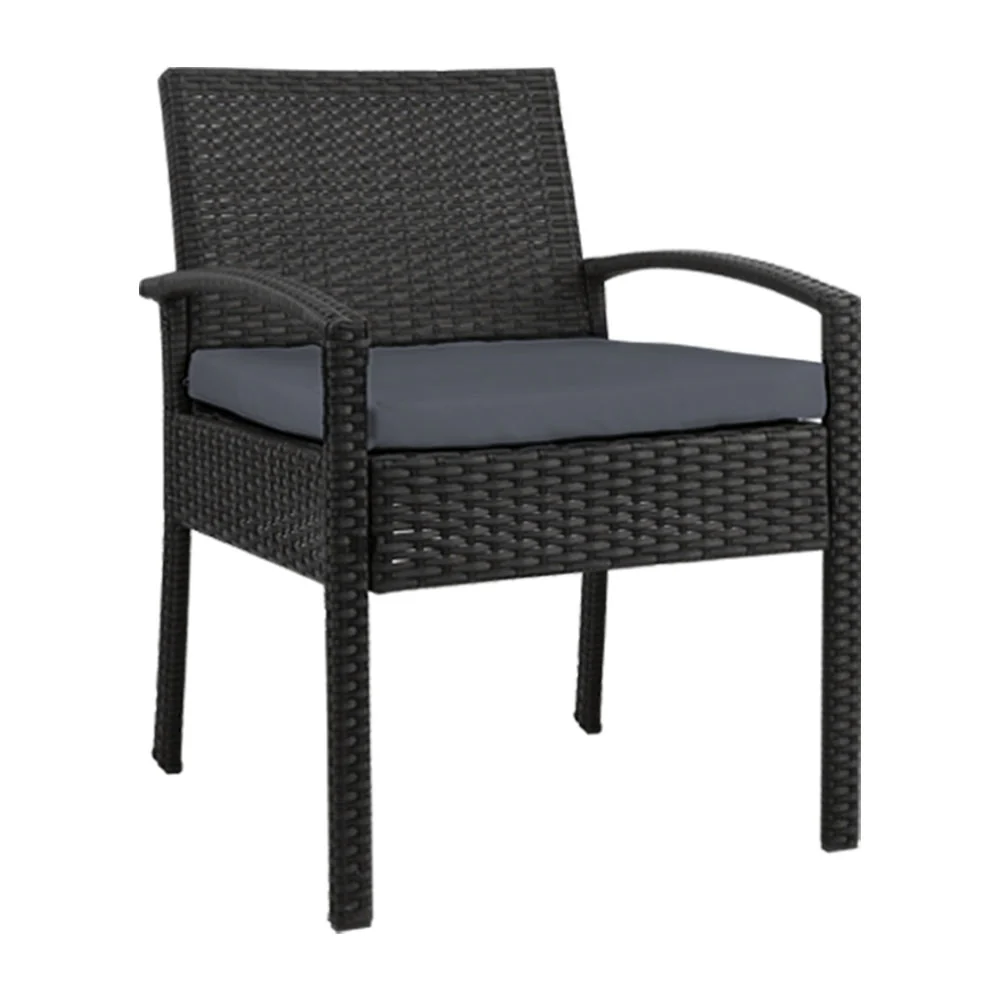 Mitchell Outdoor Dining Chairs Patio Furniture Rattan Lounge Chair Cushion - Black - Nurns