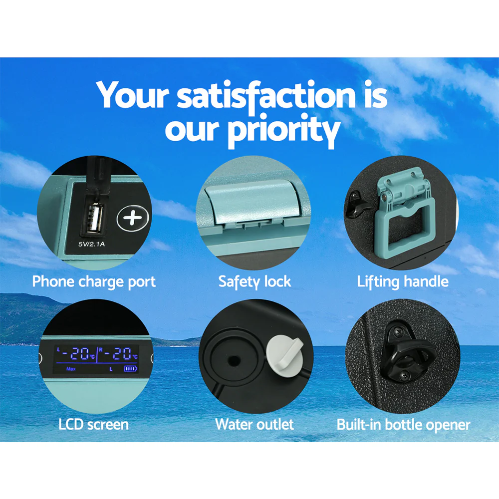 Glacio 60L Portable Fridge Freezer Cooler Camping 12V/24V/240V Caravan Car - Nurns