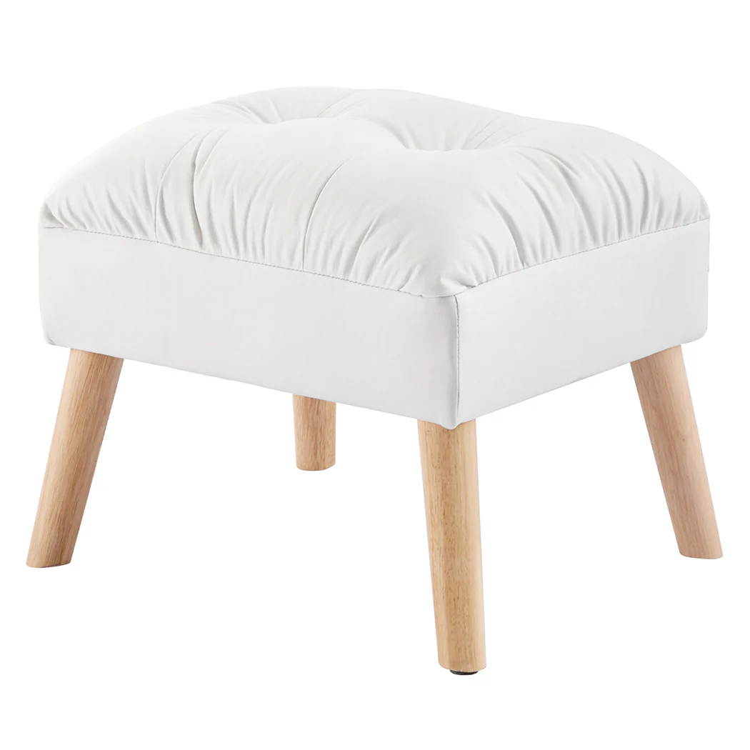 Accent Ottoman Chair Footstool - Cream - Nurns