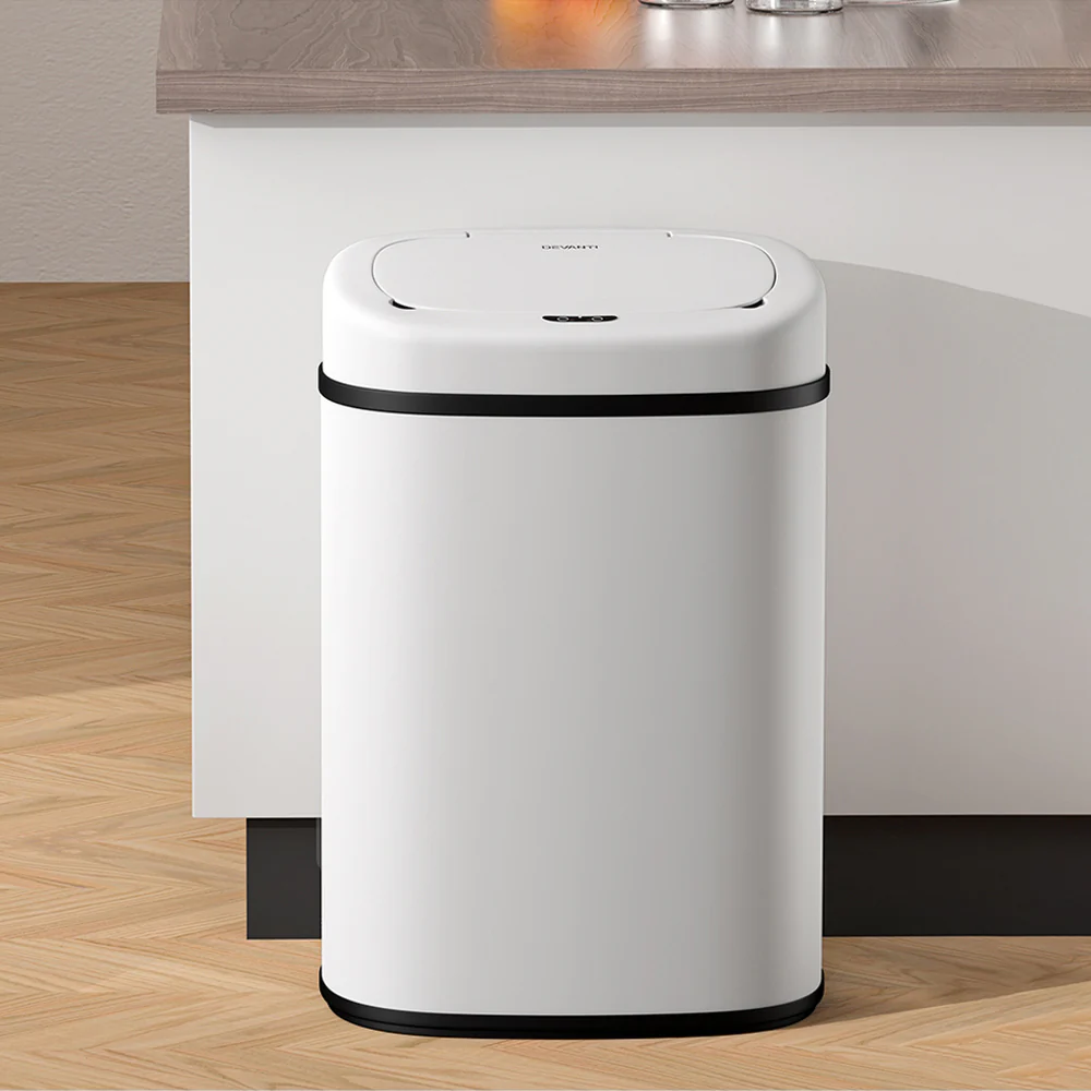 82L Motion Sensor Bin Rubbish Automatic - White - Nurns