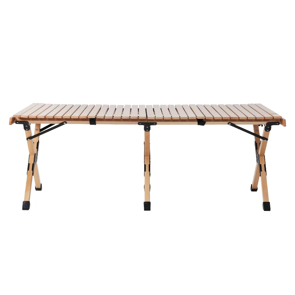 Outdoor Furniture Wooden Egg Roll Picnic Table Camping Desk 120CM - Nurns