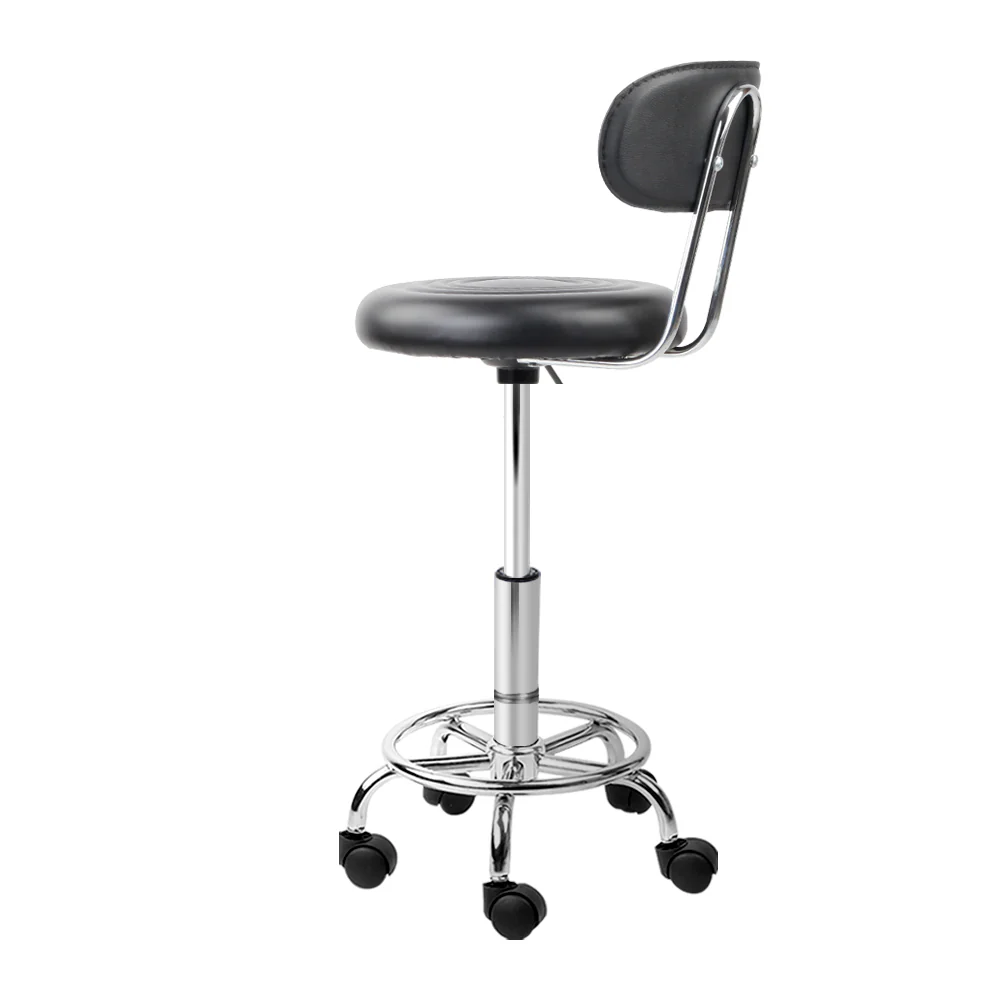 Salon Stool Swivel Chair Backrest Black - Nurns
