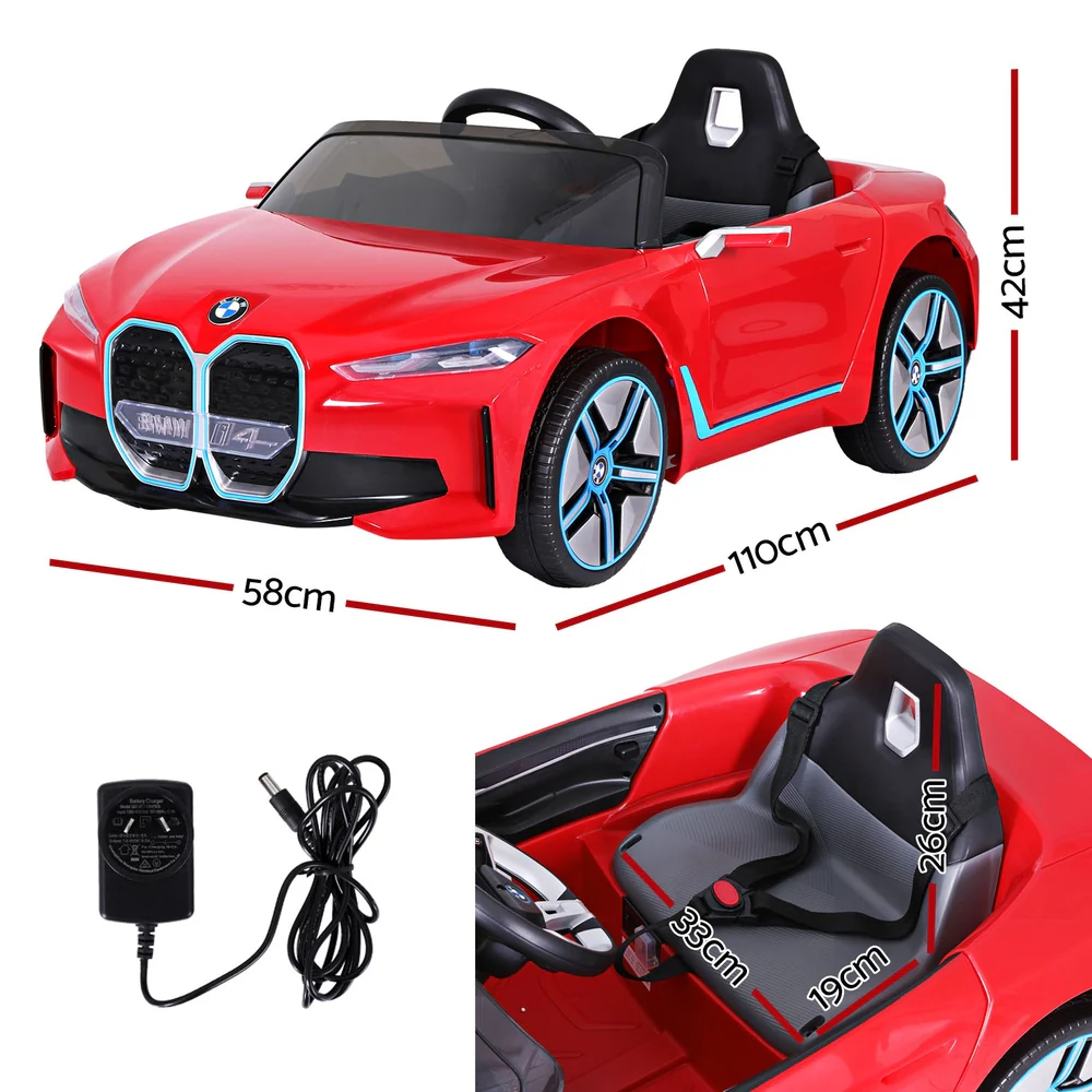 Kids Ride On Car BMW Licensed Sports Remote Control Electric Toys 12V - Red - Nurns