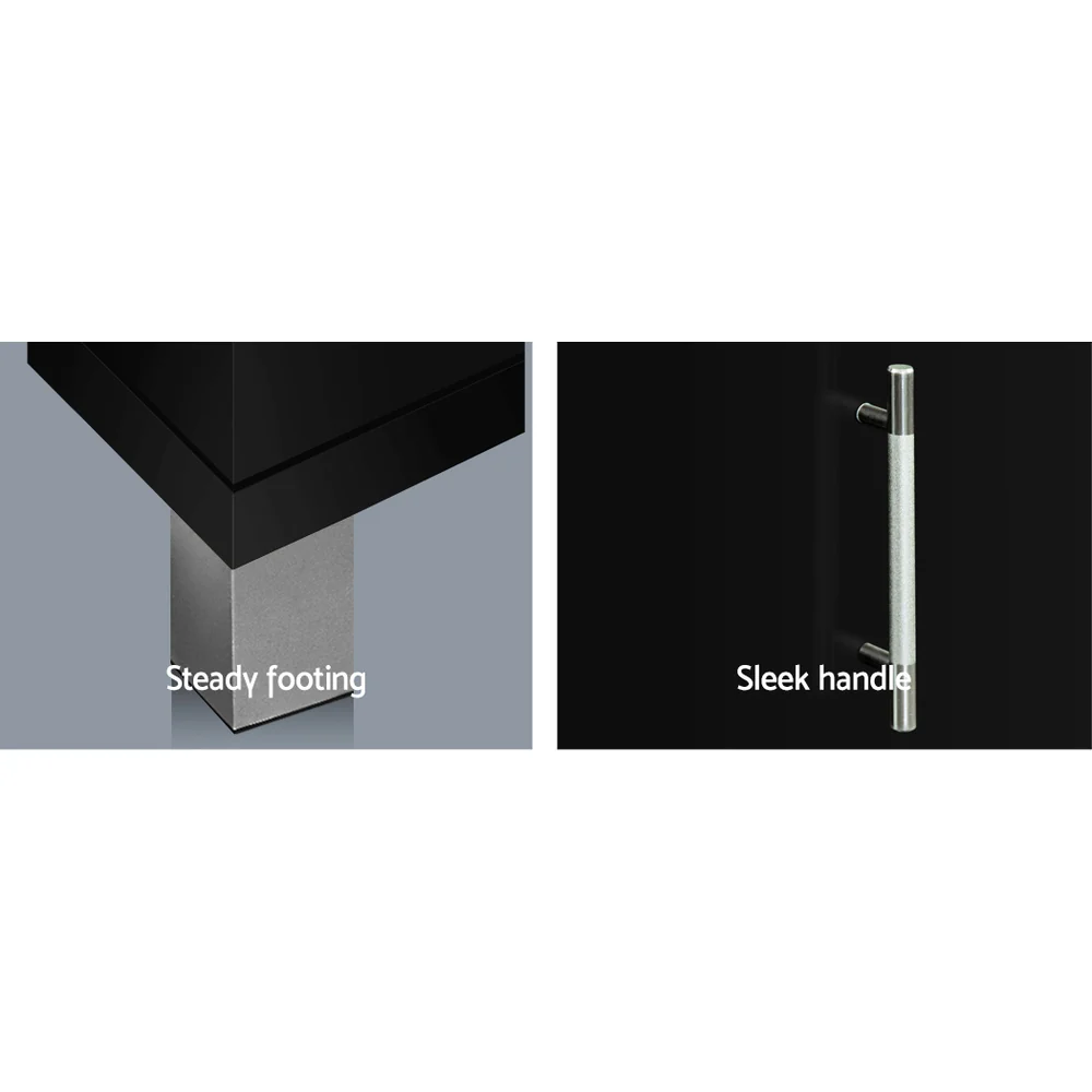 Odell 190cm Entertainment Unit with Cabinets - Black - Nurns