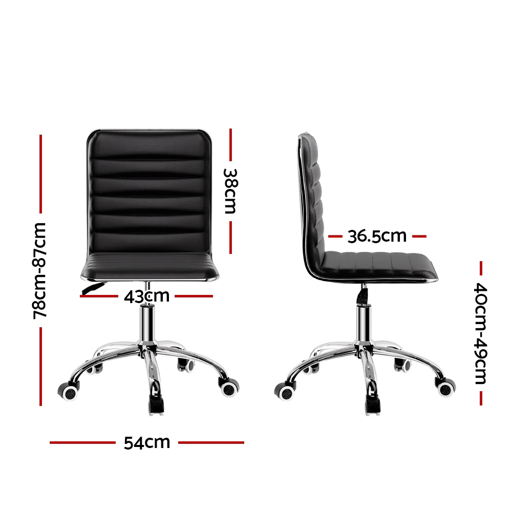 Artiss Office Chair Conference Chairs Pu Leather Low Back Black - Nurns