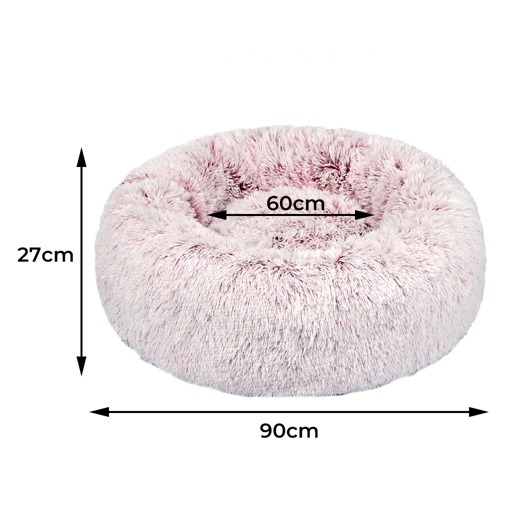 LARGE Dog Beds Pet Donut Nest Calming - Pink - Nurns