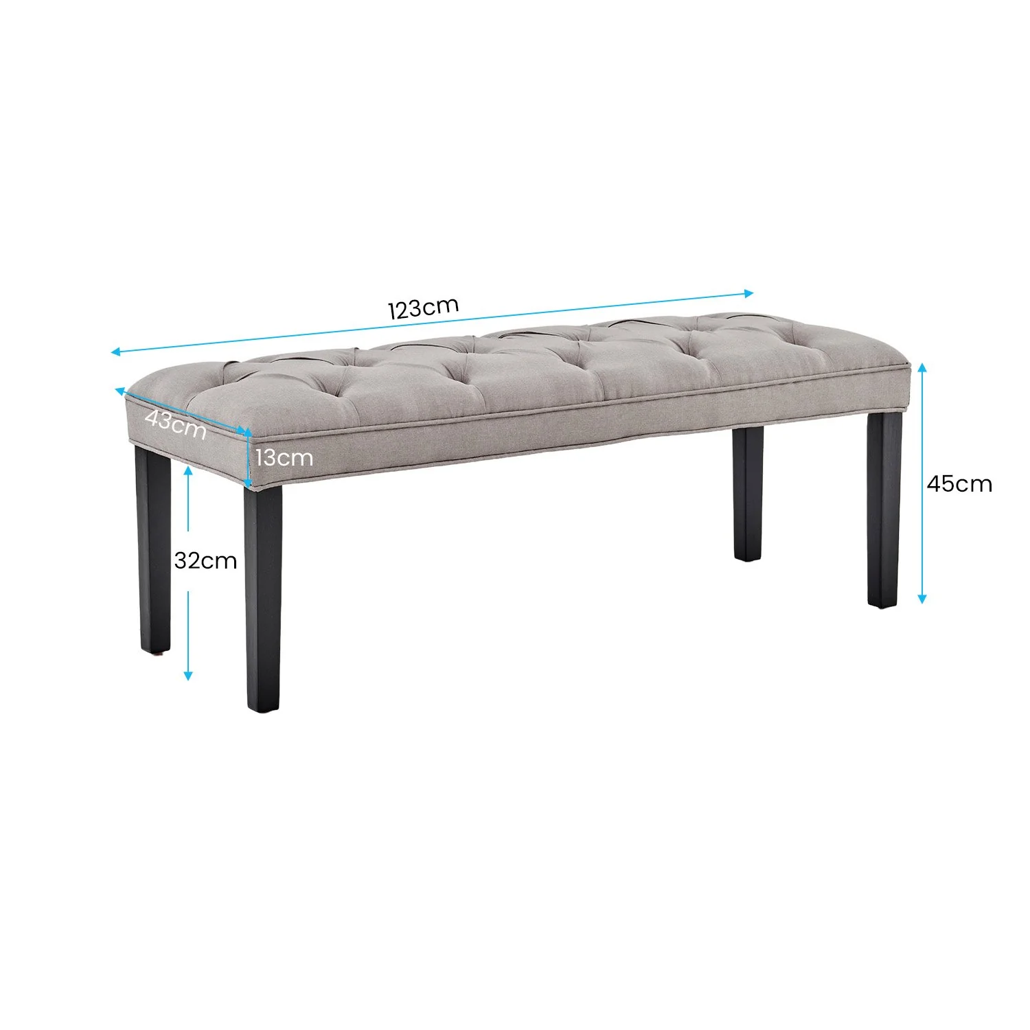 Button-tufted Upholstered Bench With Tapered Legs By - Light Grey - Nurns