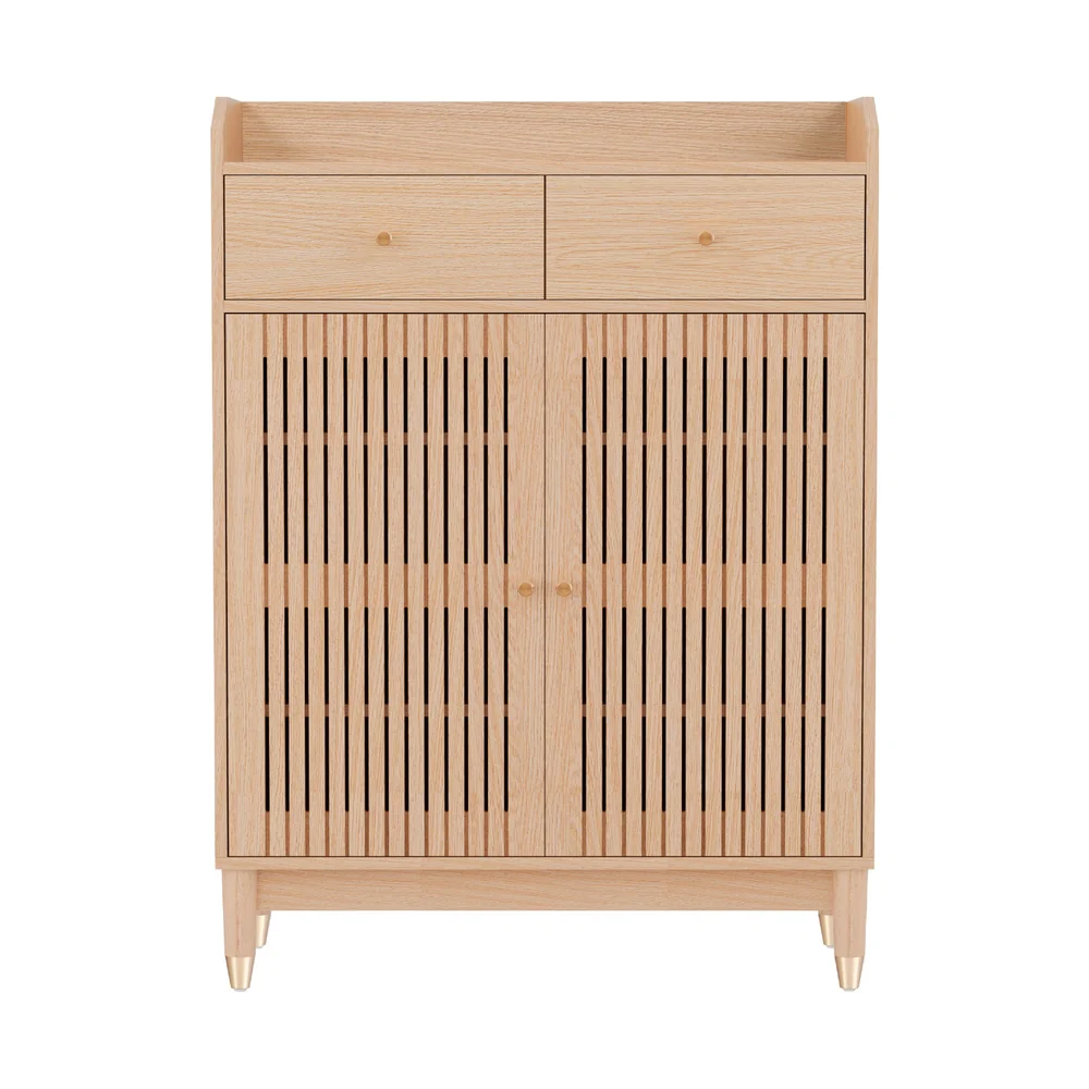 Artiss Shoe Rack Cabinet 4-Tier 16 Pairs Pine - Nurns