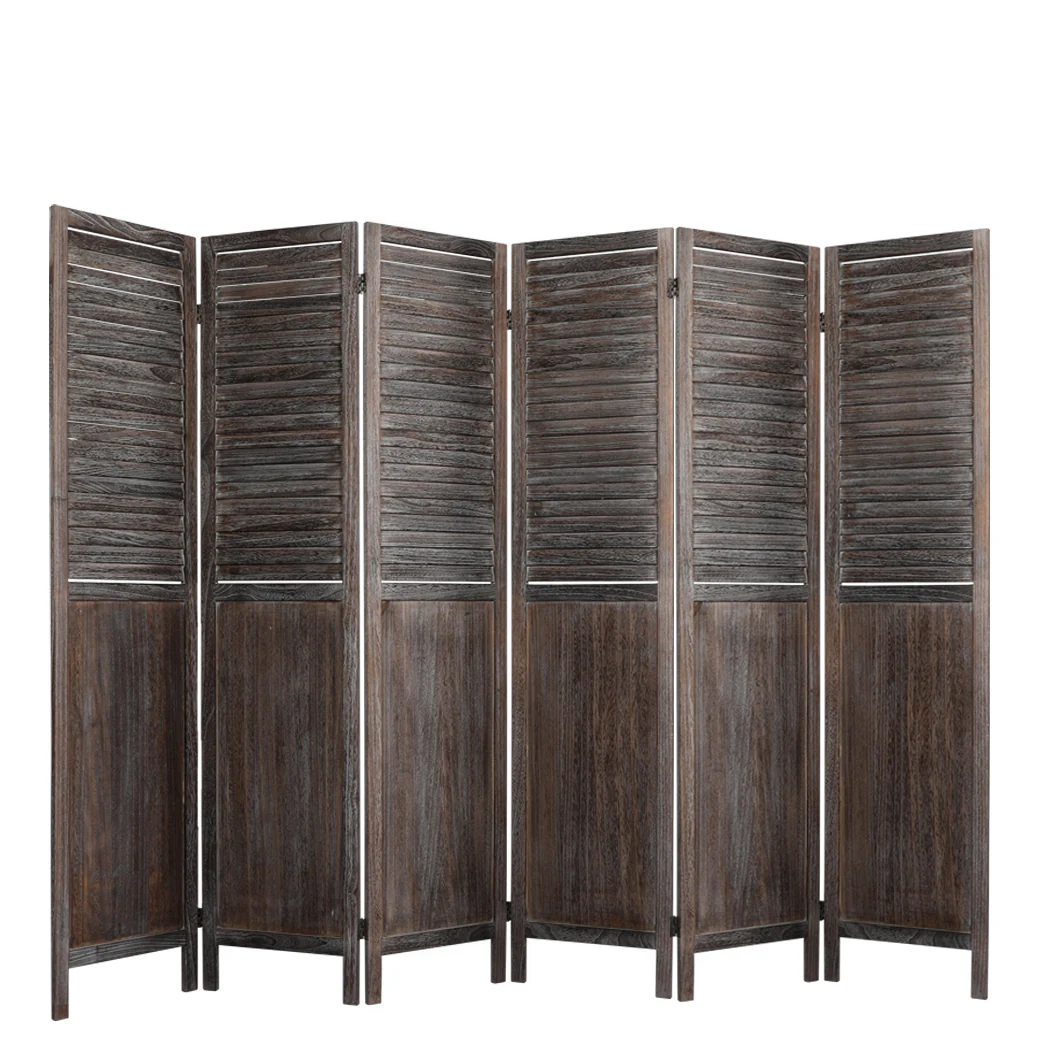 6 Panel Partition Room Divider - Brown - Nurns