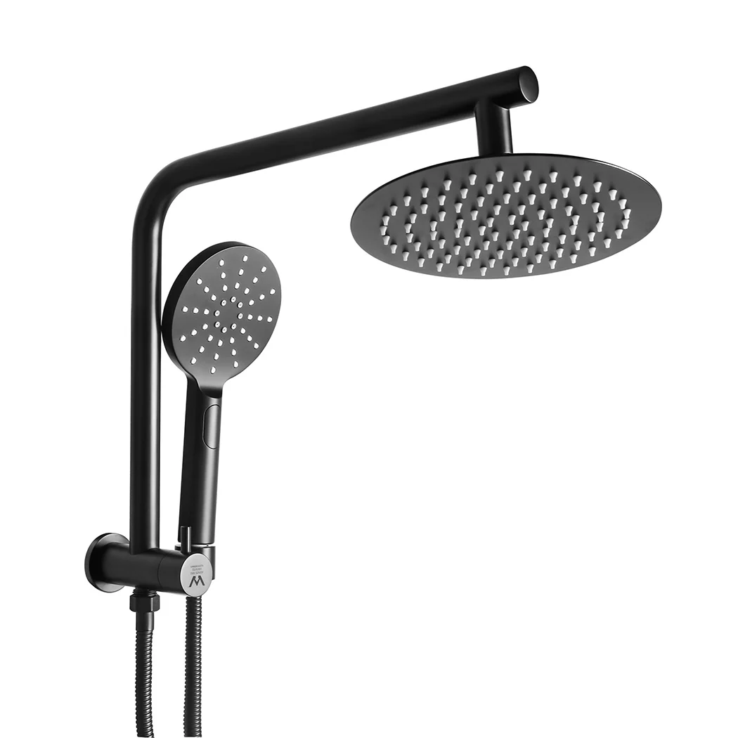 Shower Head High Pressure Set Rain Round - Black - Nurns