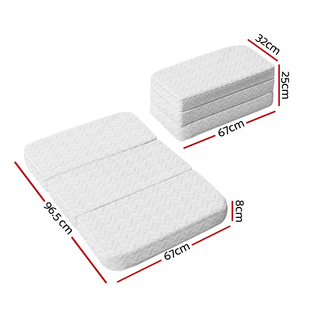 Aubrey 8cm Foldable Gel Foam Mattress Folding Baby Bed Floor Mat Travel Cot Bamboo - Cot - Nurns