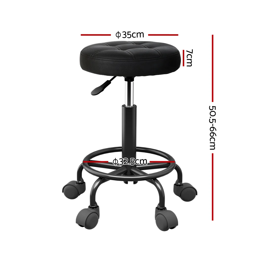 Salon Stool Round Swivel Chairs Black - Nurns