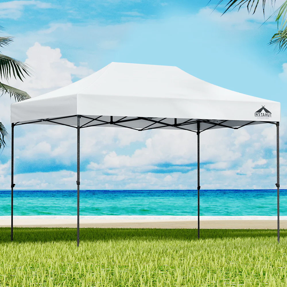 Instahut Gazebo Pop Up 3x4.5m w/Base Podx4 Marquee Folding Outdoor Wedding Camping Tent Shade Canopy White - Nurns