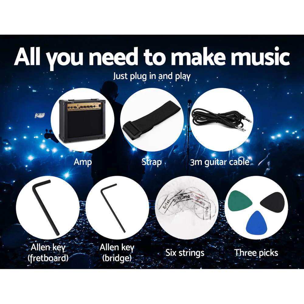 Alpha 41 Inch Electric Guitar Humbucker Pickup Switch Amplifier Skull Pattern - Nurns