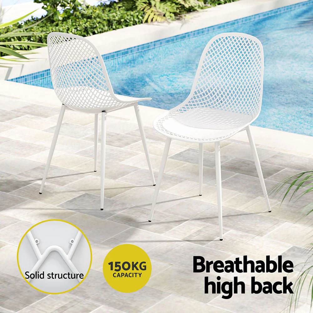 Henry Lounge Chair Patio Garden Furniture Set 4 Outdoor Dining Chairs - White - Nurns