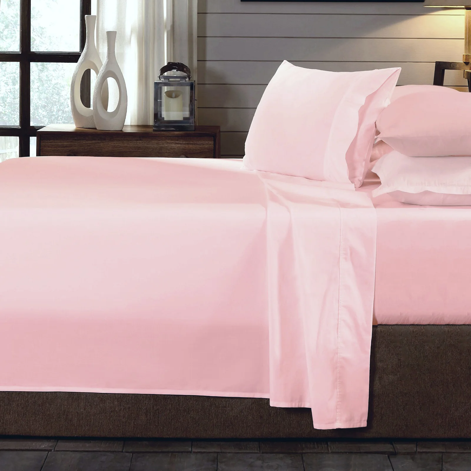 King Royal Comfort - 250TC 100% Organic Cotton 4-Piece Sheet Set - Blush - Nurns