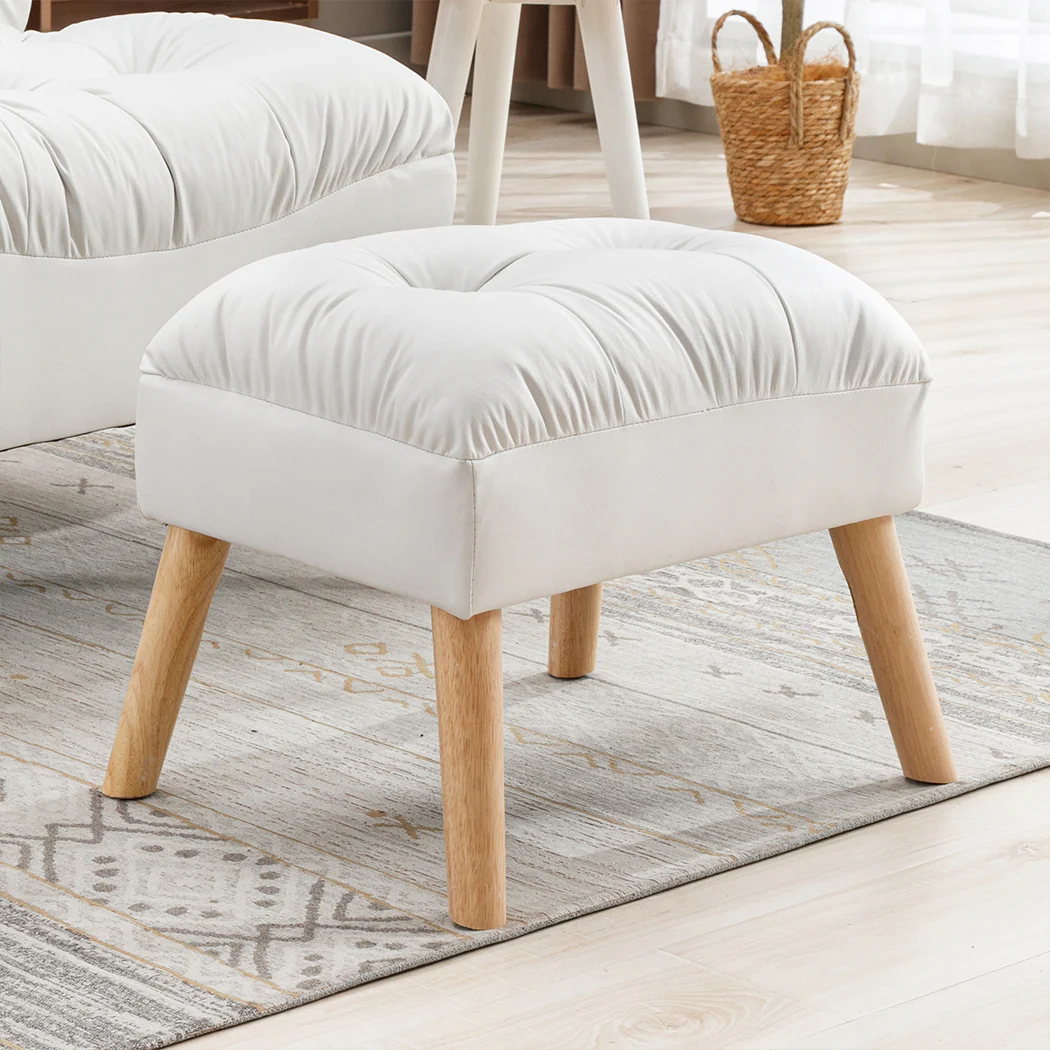 Accent Ottoman Chair Footstool - Cream - Nurns