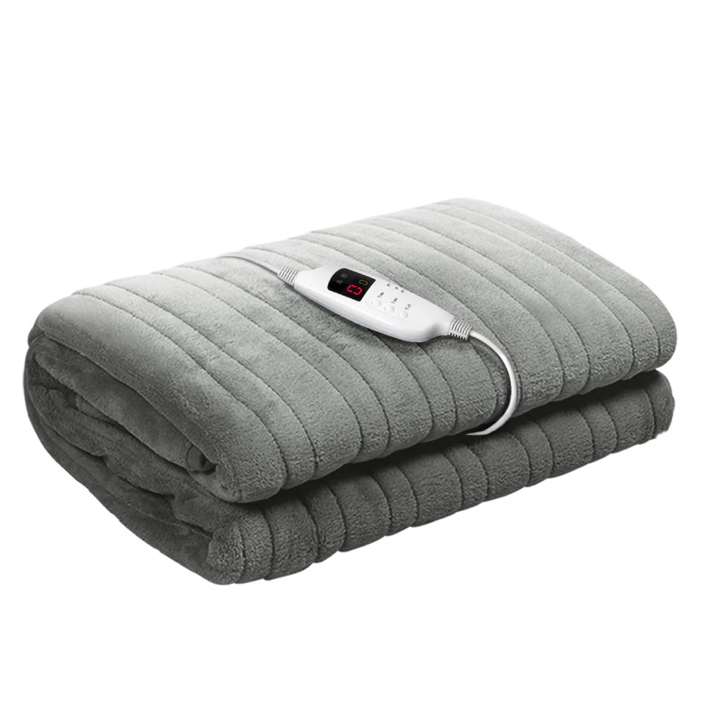 Watson Electric Throw Soft Blanket Heated Rug Fleece Snuggle Washable - Silver - Nurns