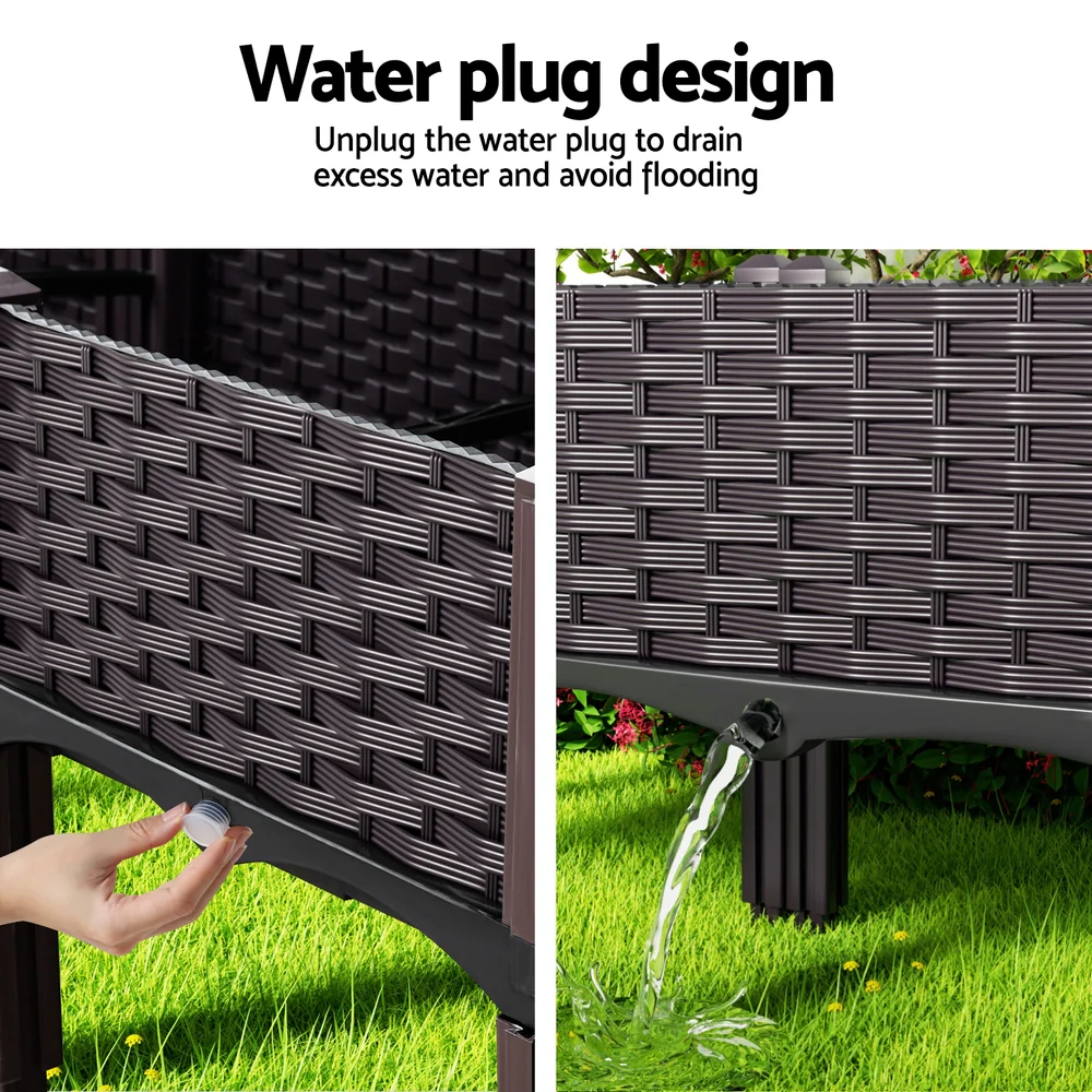 Garden Bed 120x40x36cm PP Planter Box Raised Container Growing Herb - Nurns