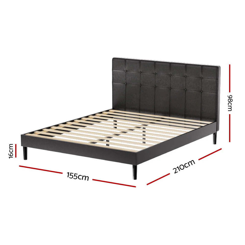 Epidote Bed & Mattress Package with 34cm Black Mattress - Black Queen - Nurns