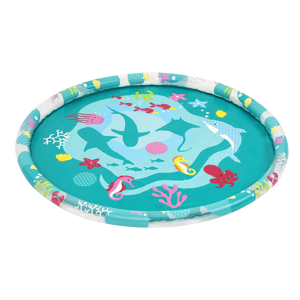 Bestway Kids Inflatable Pad Round Splash Pool Sprinkler Spray Toys Marine 165cm - Nurns