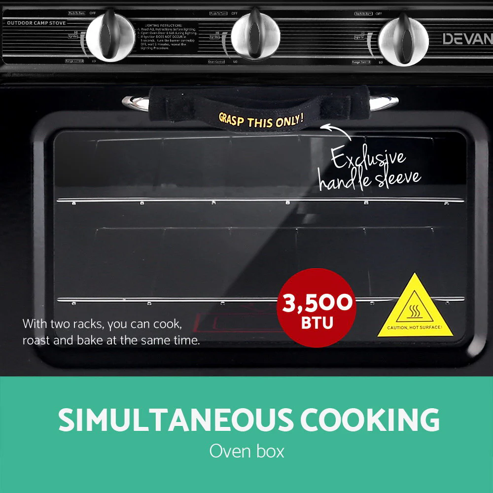 Devanti Portable Gas Oven LPG Black - Nurns