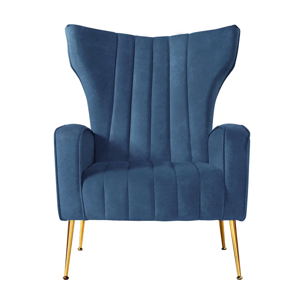 Maricel Accent Velvet Seat Lounge Armchair - Navy - Nurns