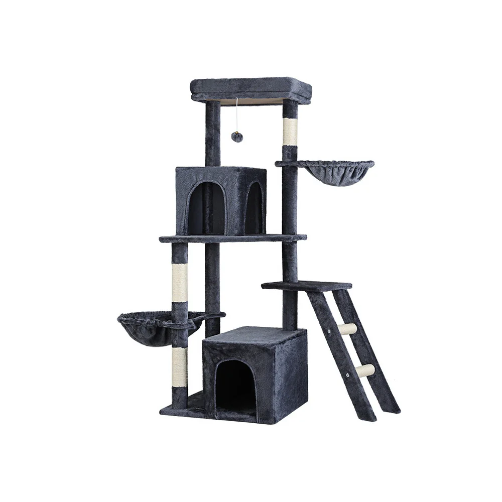Cat Tree Tower Scratching Post Scratcher 138cm Trees Condo House - Grey - Nurns