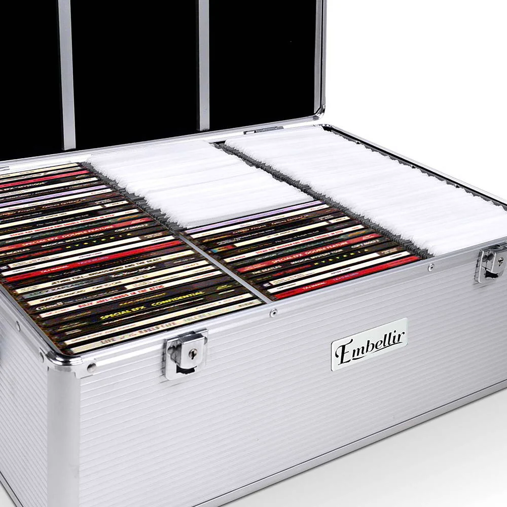 Embellir CD Case DVD Cases Storage Box 500 Discs Aluminium Case DVD Folders - Nurns