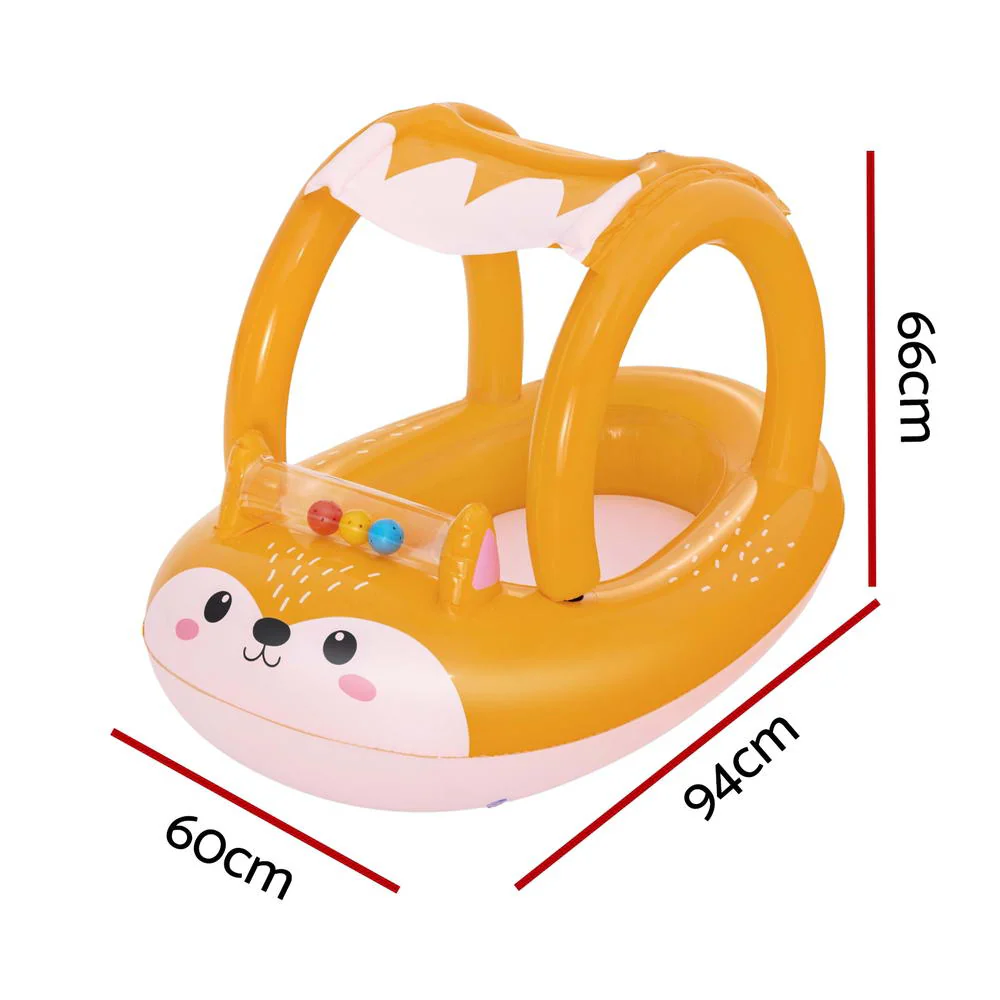 Kids Inflatable Fox Swim Float Floating Seat Canopy Pool Toys 94x66CM - Nurns