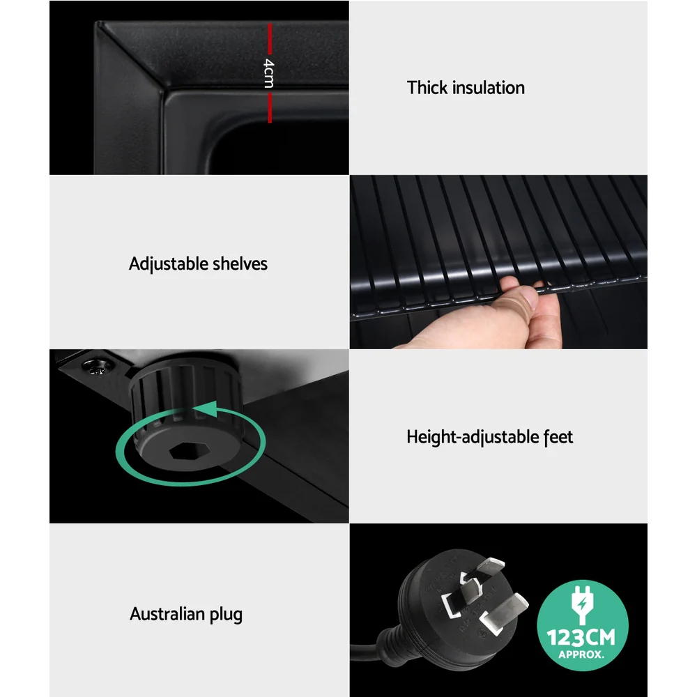 Devanti 46L Bar Fridge Glass Door with Light Black - Nurns