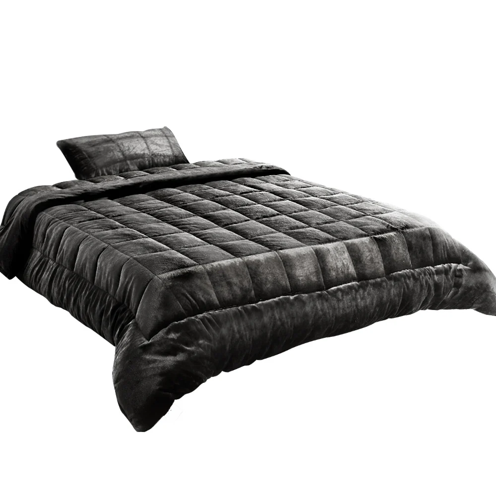 Single Giselle Bedding Faux Mink Quilt Charcoal - Nurns