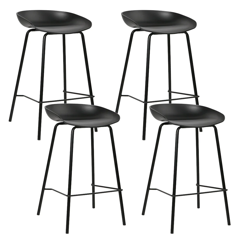 Set of 4 Koropi Metal Bar Stools - Black - Nurns