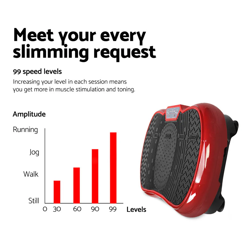 Everfit Vibration Machine Platform Resistance Rope Home Fitness Dark Red - Nurns