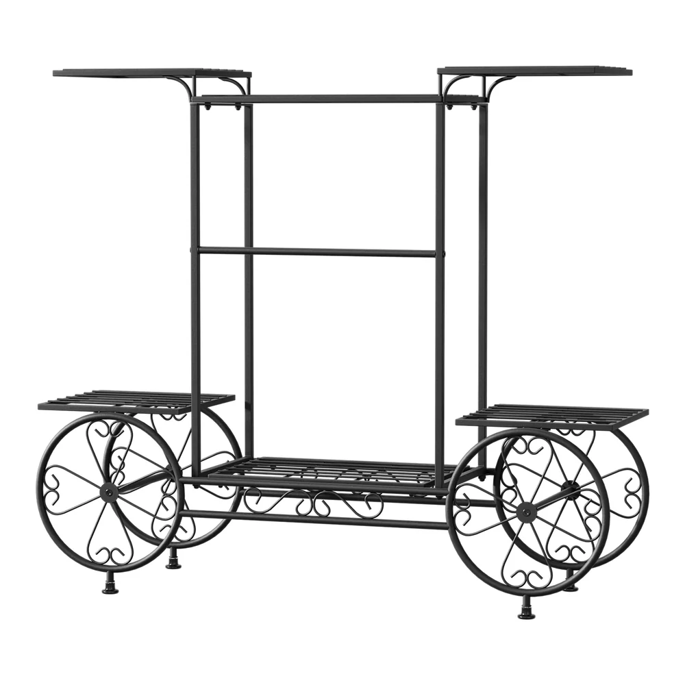 Plant Stand 6 Tier Iron 4 Wheeler - Nurns