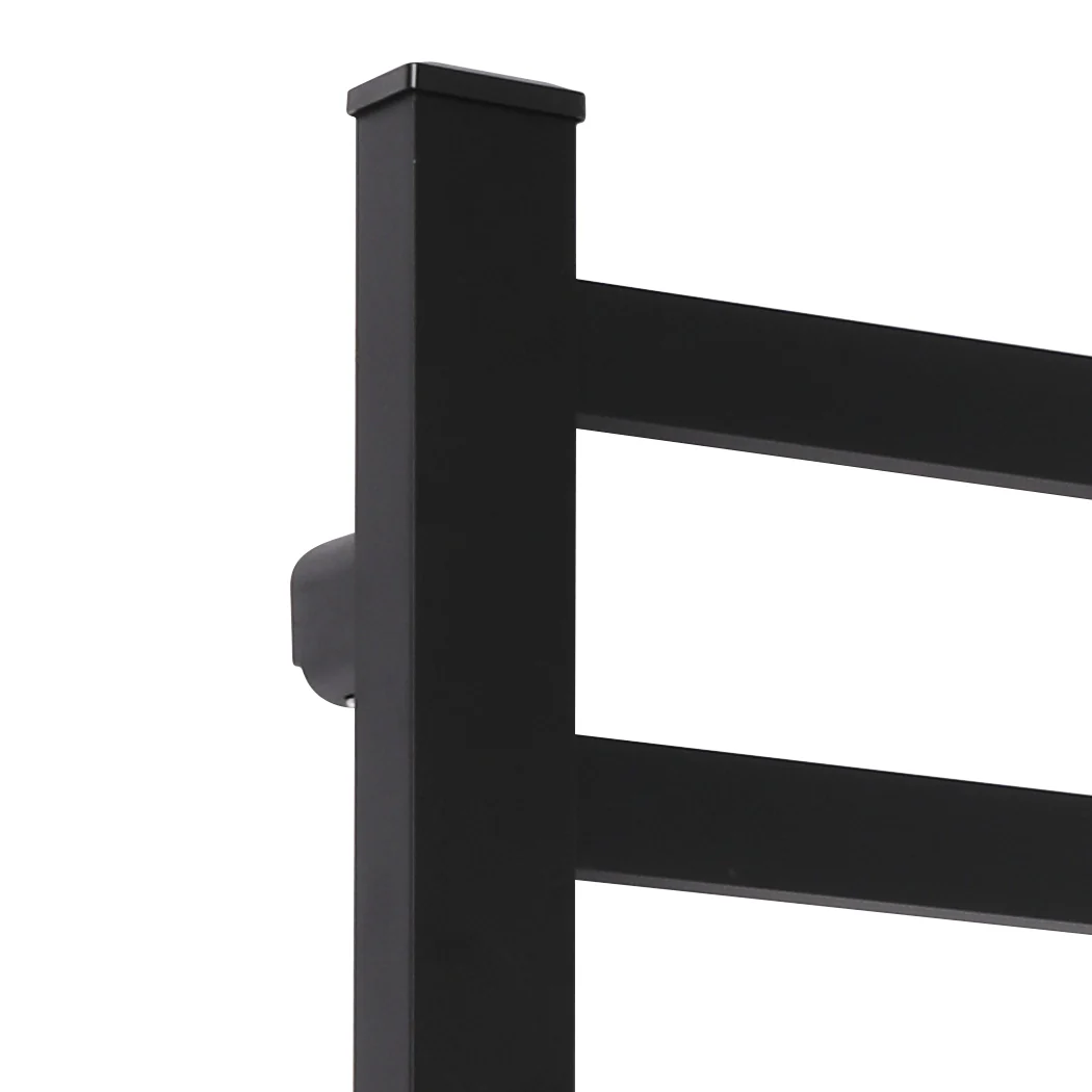 Heated Towel Rail Warmer Rack Wall Mounted - Black - Nurns