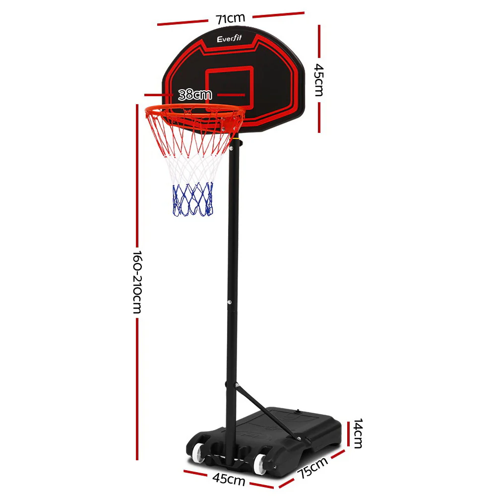 Everfit 2.1M Basketball Hoop Stand System Adjustable Portable Pro Kids Black - Nurns