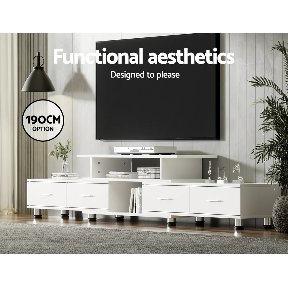 Olia 160cm to 220cm TV Cabinet Entertainment Unit Extendable - White - Nurns