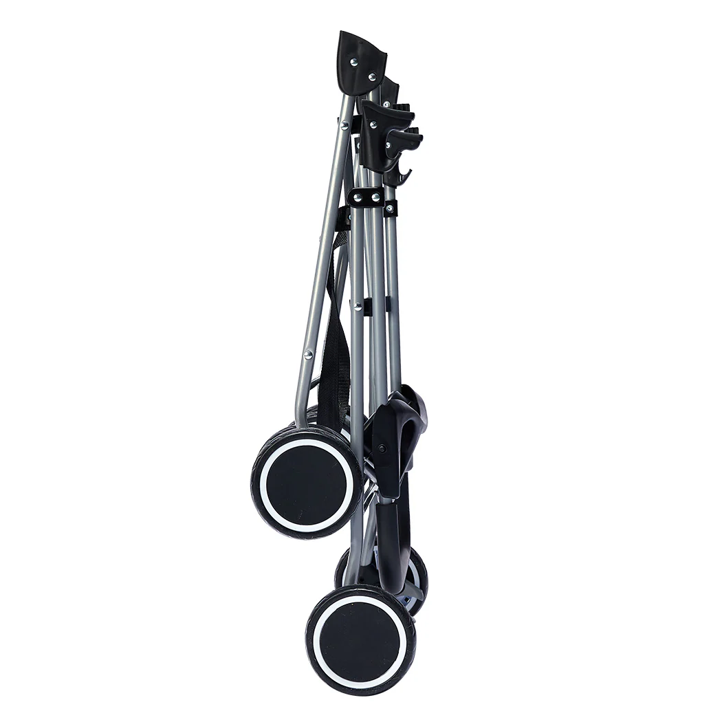 Pet Stroller Dog Cat Pram Foldable Carrier Travel 4 Wheels Pushchair Black Large - Nurns