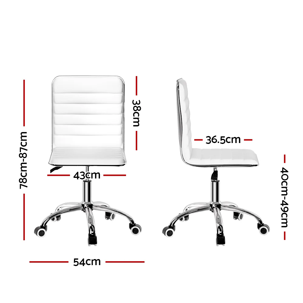 Artiss Office Chair Conference Chairs Pu Leather Low Back White - Nurns